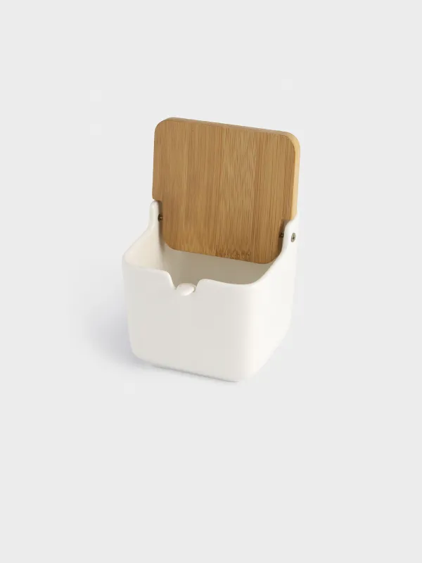 Банка для сыпучих продуктов, 250 мл, с ложкой, керамика/бамбук, белая, Keep, image-3