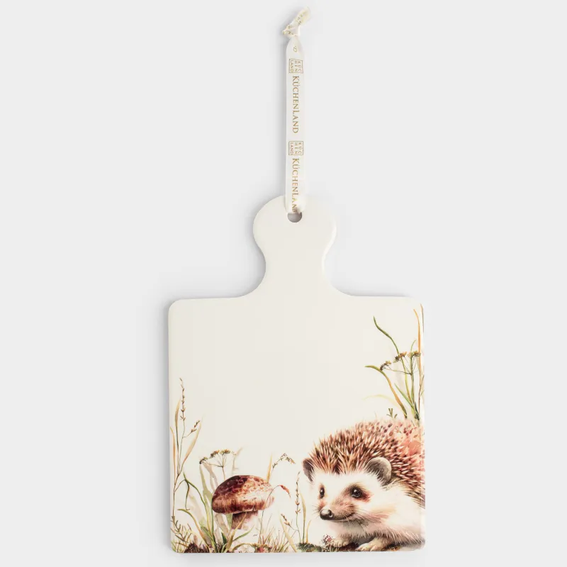 Подставка под горячее, 17х24 см, с ручкой, керамика/пробка, белая, Еж, Forest hedgehog