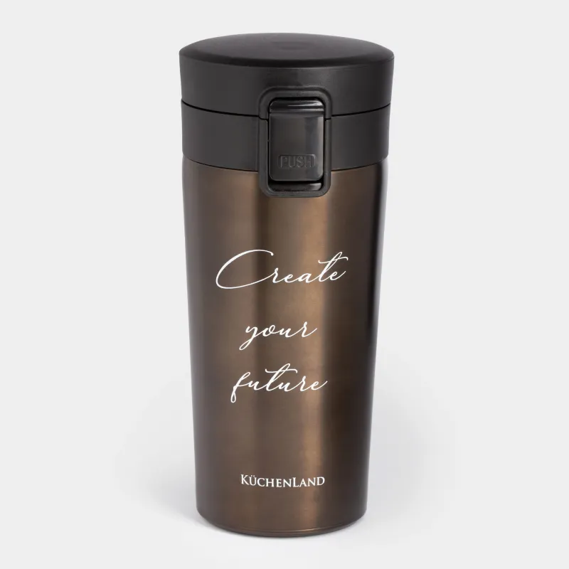 Термокружка, 380 мл, сталь/пластик, графитовая, матовая, Create your future, Voyage