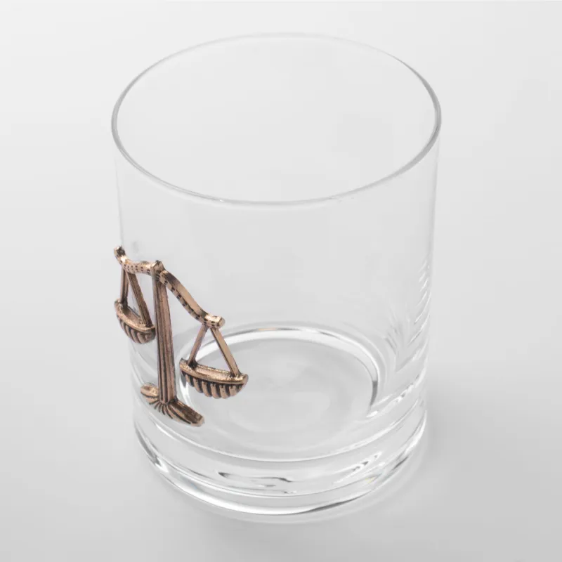 Стакан для виски, 10 см, 340 мл, стекло/металл, золотистый, Весы, Zodiac, image-1