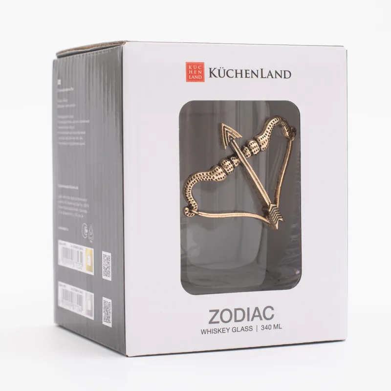 Стакан для виски, 10 см, 340 мл, стекло/металл, золотистый, Стрелец, Zodiac, image-5