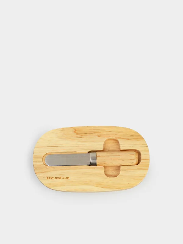 Масленка, 15 см, с ножом, фарфор N/дерево, овальная, Light kitchen, image-5