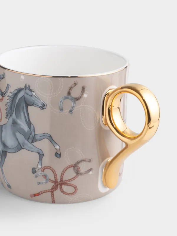 Кружка, 380 мл, с золотистым кантом, Конь, Zealous horse, image-1