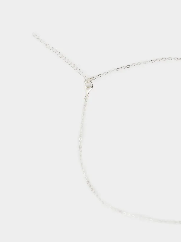 Цепочка, 45 см, с подвеской, металл/циркон, серебристая, Кристаллы, Jewelry crystal, image-2