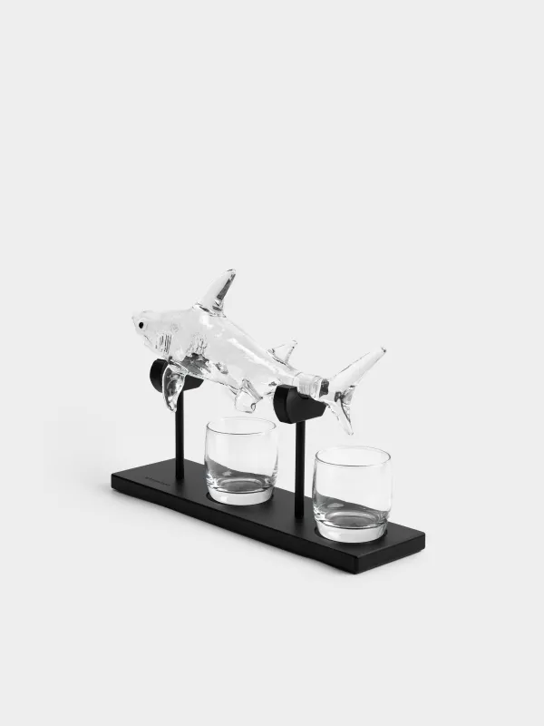 Набор для напитков, 2 перс, 3 пр, на подставке, графин/стаканы, стекло/дерево, Акула, Bar, image-3