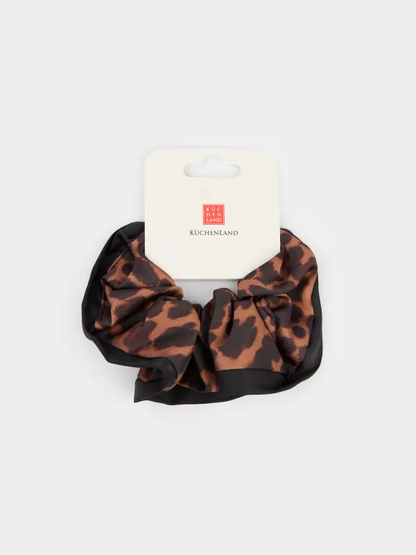 Резинка для волос, бежево-черный, Silk, image-2