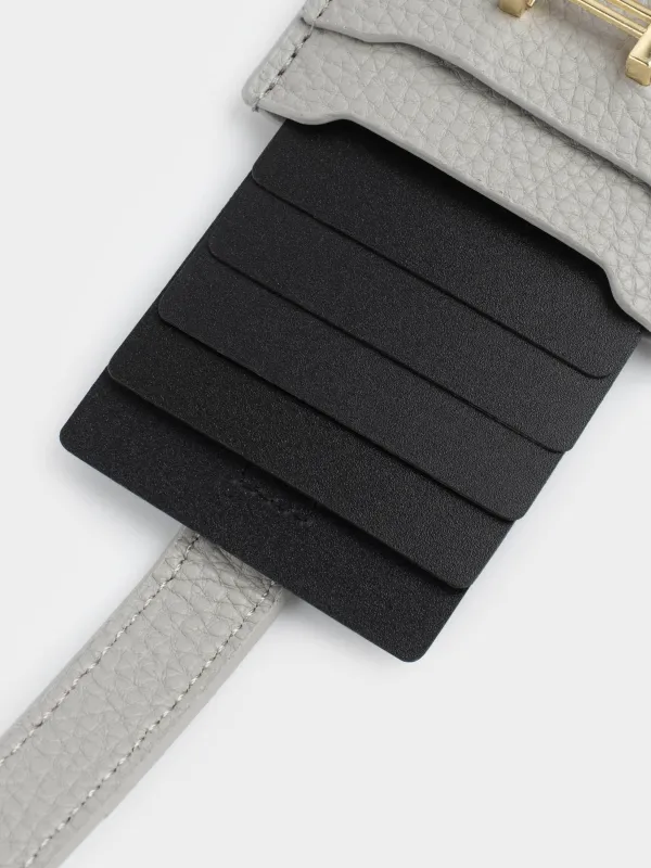 Картхолдер, 10х7 см, c ремешком, полиуретан, серый, Memo, image-3