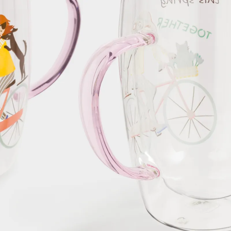 Кружка, 440 мл, 2 шт, стекло Б, розовая, Spring together, Air decor, image-3