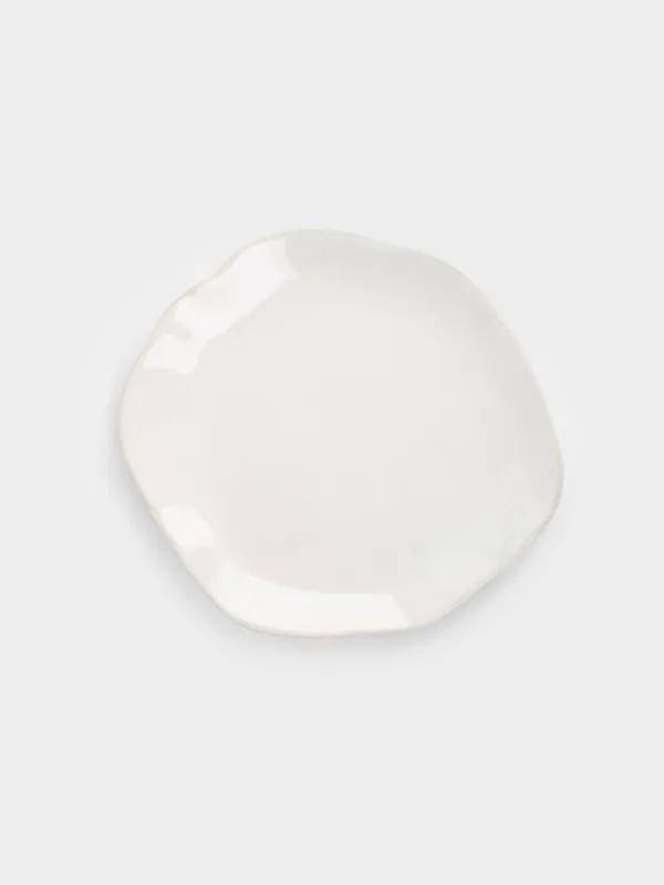 Тарелка закусочная, 22 см, керамика, белая, Неровный край, Bumpy, image-0