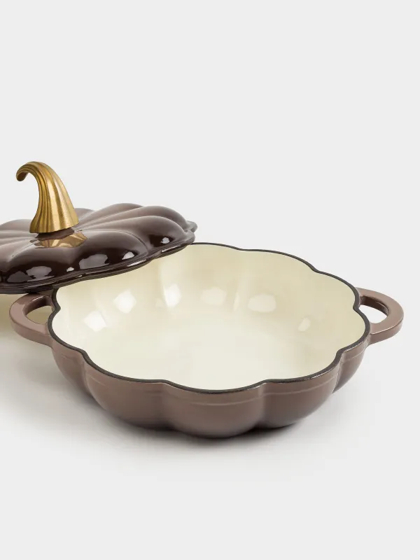 Сотейник, 26 см, 2,3 л, с крышкой, чугун, коричневый, Тыква, Gourd, image-2