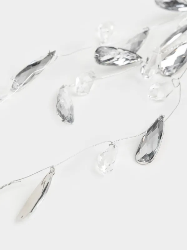 Украшение декоративное, 48 см, подвесное, акрил/металл, серебристое, Кристаллы, Crystal decor, image-1