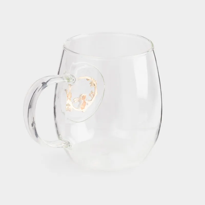 Кружка, 470 мл, стекло Б/металл, Кролик в цветах, Lux elements, image-1