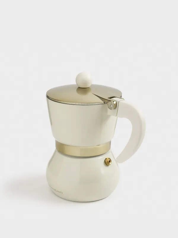 Кофеварка гейзерная, 150 мл, алюминий/пластик, бежево-золотистая, Laneri, image-1