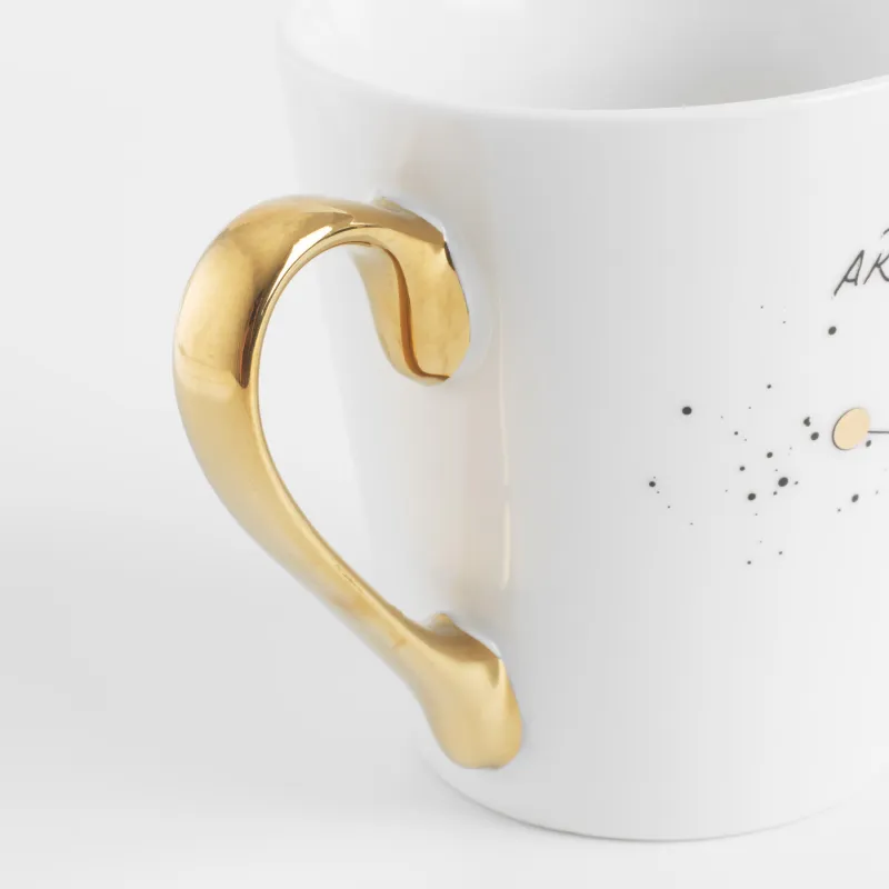 Кружка, 400 мл, фарфор N, молочно-золотистая, Овен, Zodiac, image-2