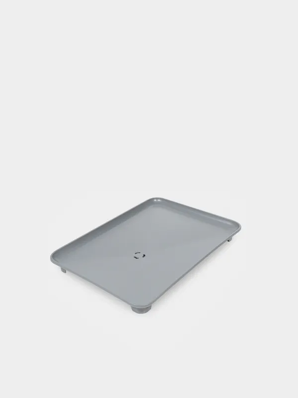 Сушилка для посуды, 43х31 см, с поддоном, со сливом, металл/пластик, светло-серая, Keeping, image-2