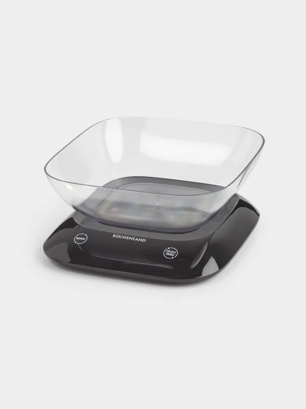 Весы кухонные, 19х17 см, с чашей, электронные, пластик, черные, Libra, image-2