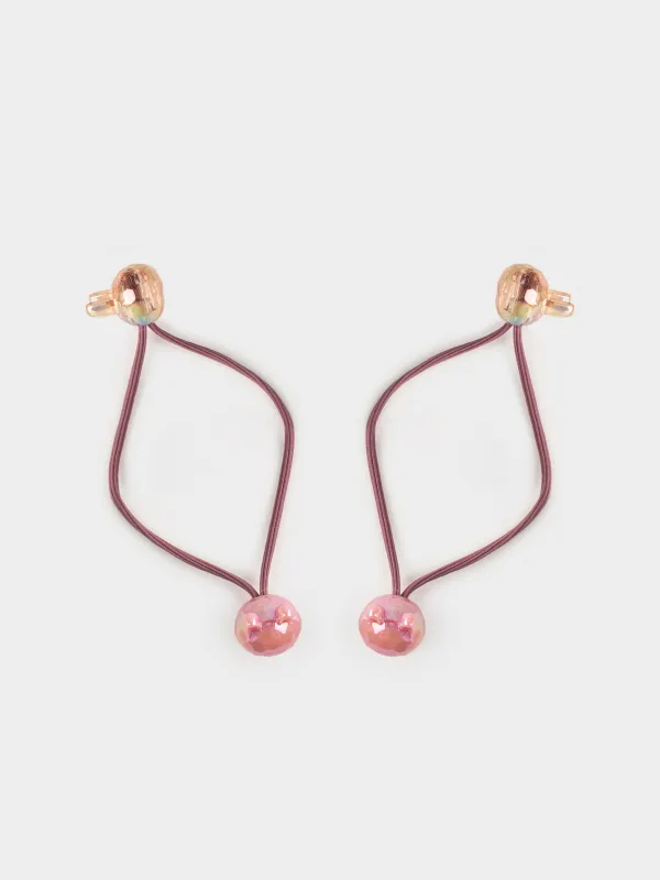 Резинка для волос, 9 см, 2 шт, акрил/полиэстер, розовая, Зайка, Gracile, image-0