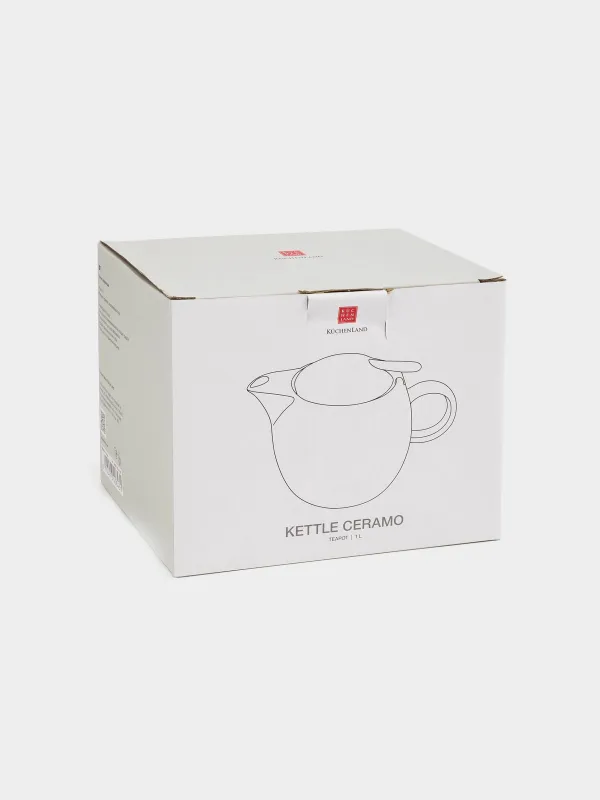 Чайник заварочный, 1 л, керамика/сталь, молочно-золотистый, Цветок, Kettle ceramo, image-5