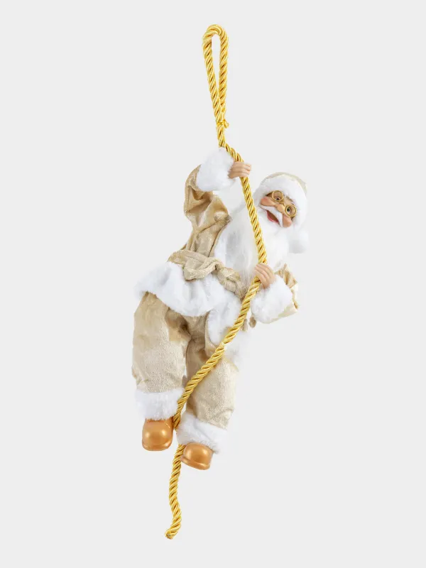 Изделие декоративное, 40 см, подвесное, пластик/полиэстер, золотистое, Санта на канате, Magic time, image-2