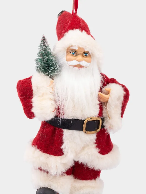 Игрушка елочная, 18 см, пластик/полиэстер, красная, Санта с елкой, Magic time, image-2