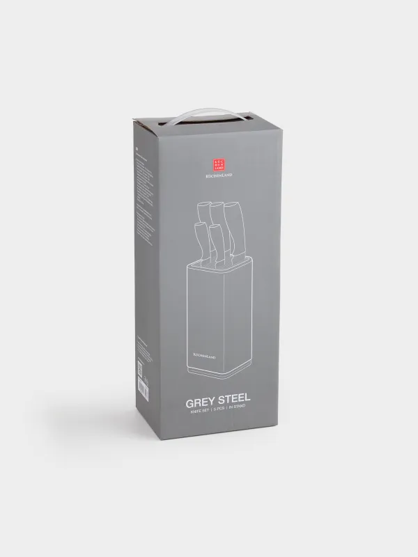 Набор ножей, 5 предметов, в подставке, Grey steel, image-7