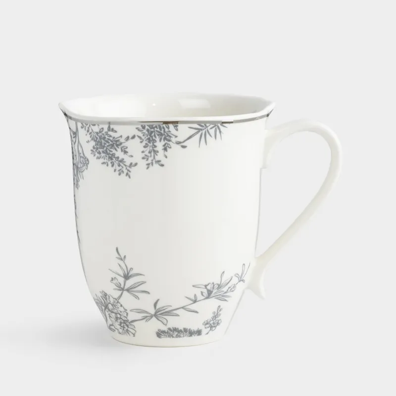 Кружка, 360 мл, фарфор N, белая, с серебристым кантом, Лошадь, Kairon horse