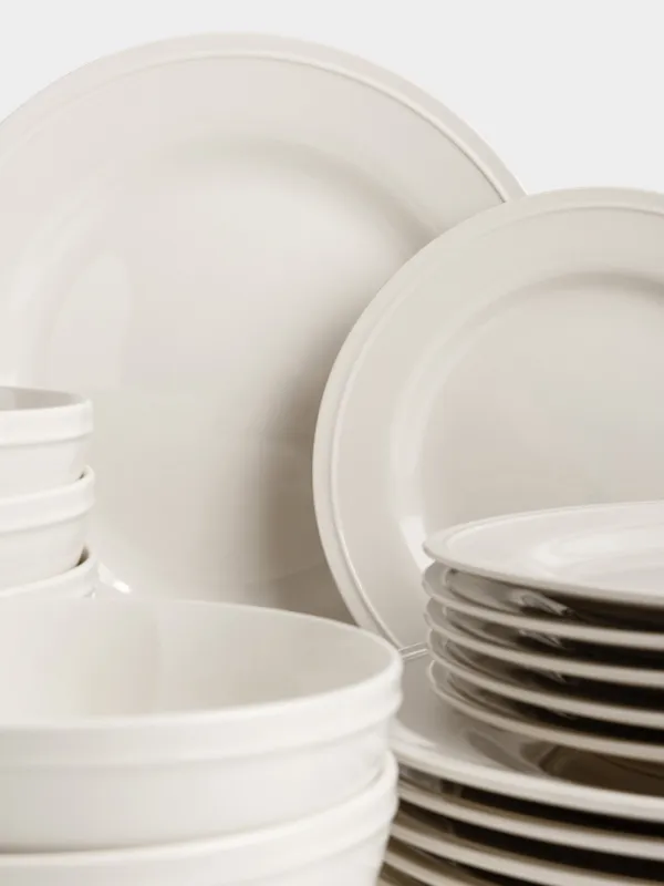 Сервиз обеденный, 6 перс, 18 пр, керамика K, молочный, Классика, Ceramo classic, image-1