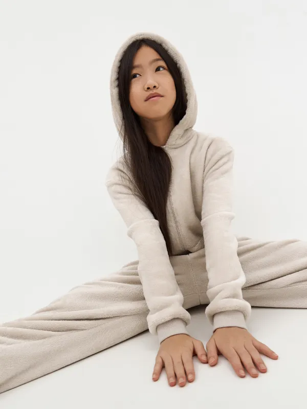 Комбинезон детский, домашний, с капюшоном, флис, бежевый, Кот, Annie, image-6