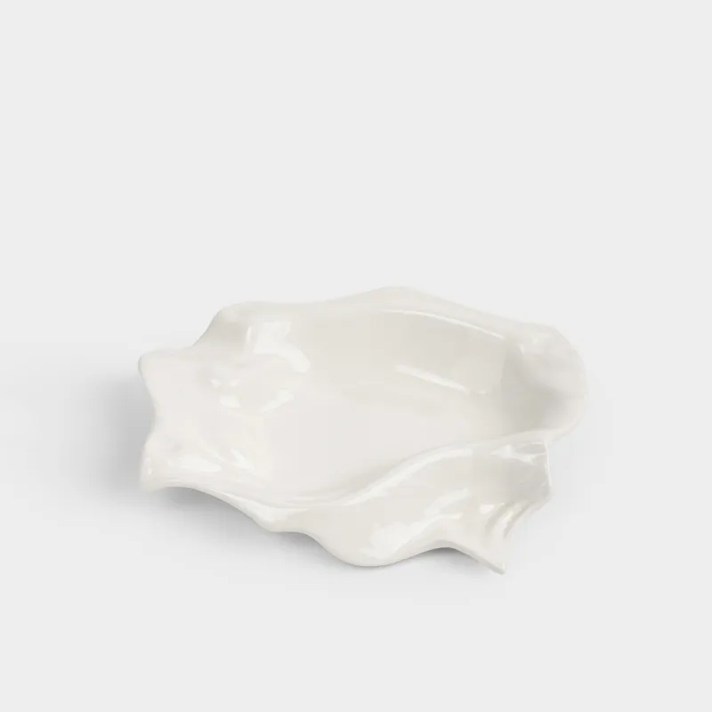 Блюдо декоративное, 19х15х4 см, керамика D, молочное, Мятый эффект, Crumple