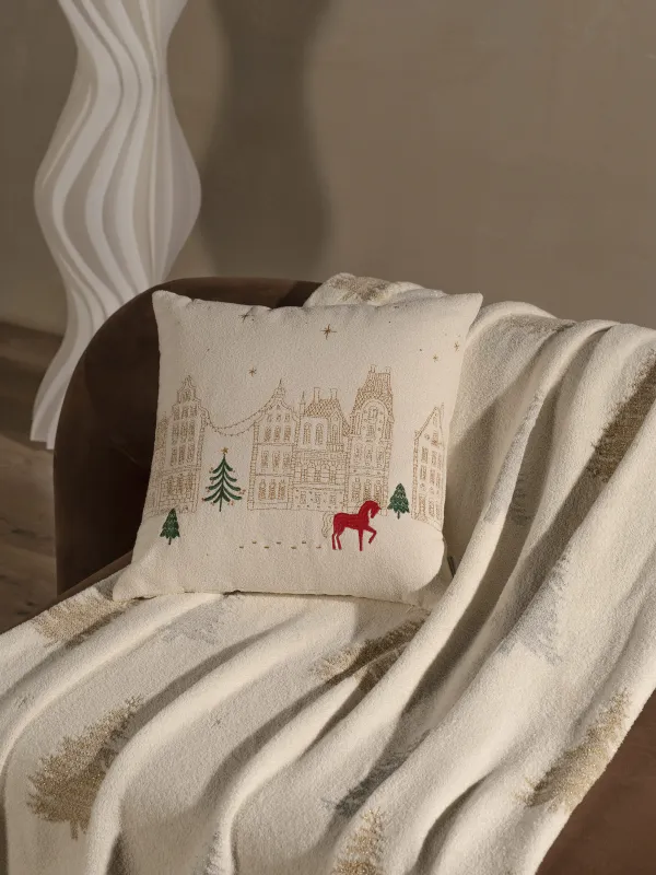 Подушка декоративная, 45х45 см, букле, молочная, Лошадь, Boucle, image-2
