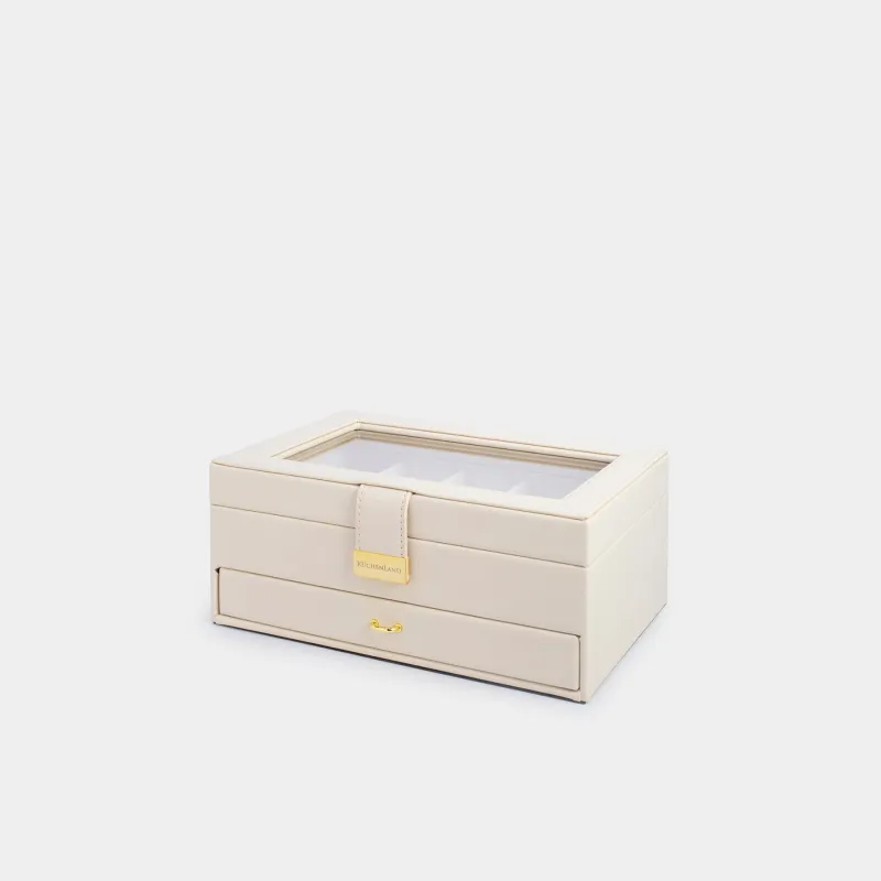 Шкатулка для украшений, 26х18 см, дерево/искусственная кожа, экрю, Premiere