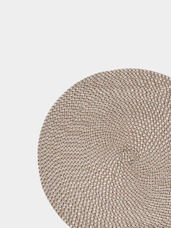 Салфетка под приборы, 38 см, полипропилен/ПЭТ, круглая, песочная, Circle Braid, image-1