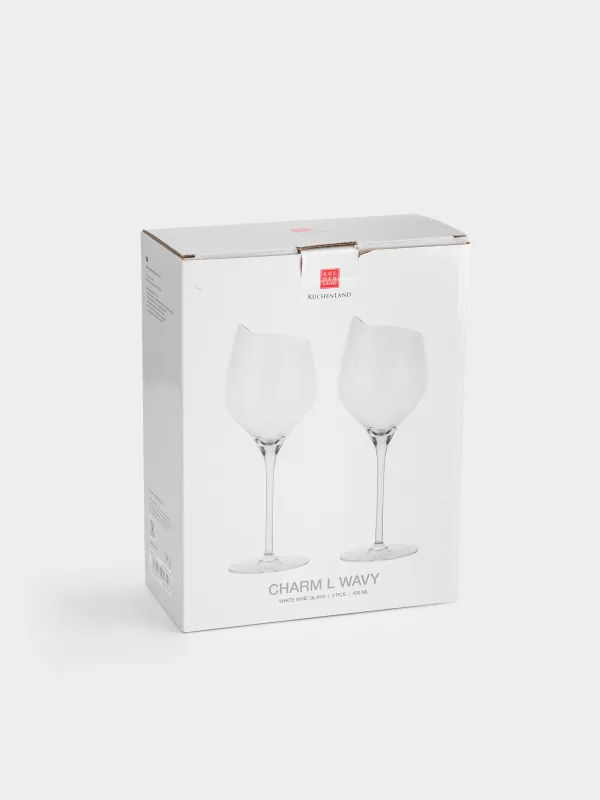 Бокал для белого вина, 400 мл, 2 шт, кристальное стекло, Charm L wavy, image-4