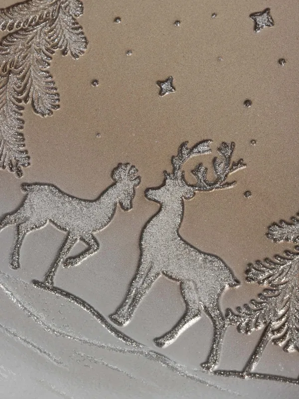 Блюдо, 27х2 см, стекло, молочно-бронзовое, Олени в лесу, Brumal, image-3