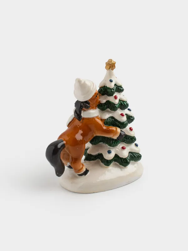 Статуэтка, 8 см, полирезин, молочно-коричневая, Лошадка с елкой, Horse christmas, image-5