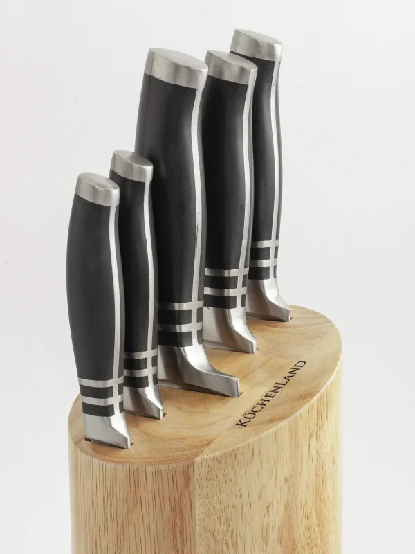 Набор ножей, 5 пр, в подставке, сталь/пластик/дерево, Acapella, image-1