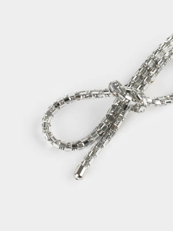 Заколка для волос, 12 см, стекло/металл, серебристая, Бант, Hair crystal, image-3