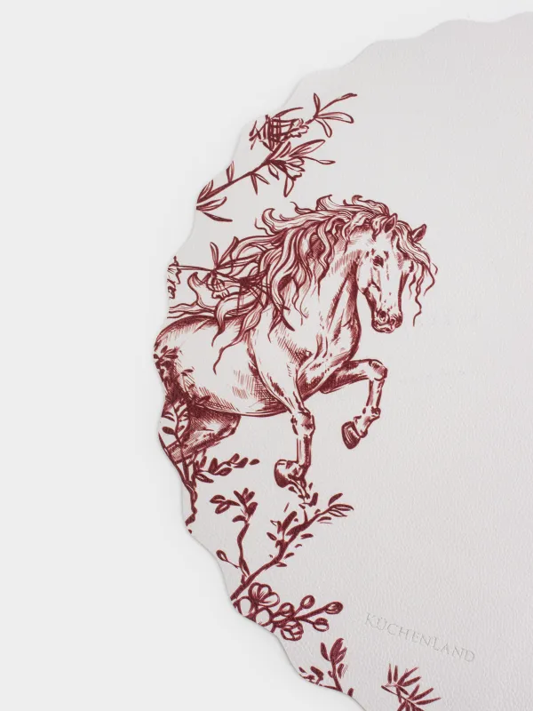Салфетка под приборы, 40 см, ПВХ, круглая, белая, Лошадь, Rock print, image-5