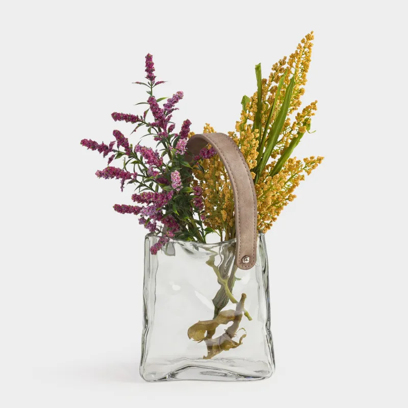 Ваза для цветов, 17 см, стекло/полиуретан, Crumple color, image-4