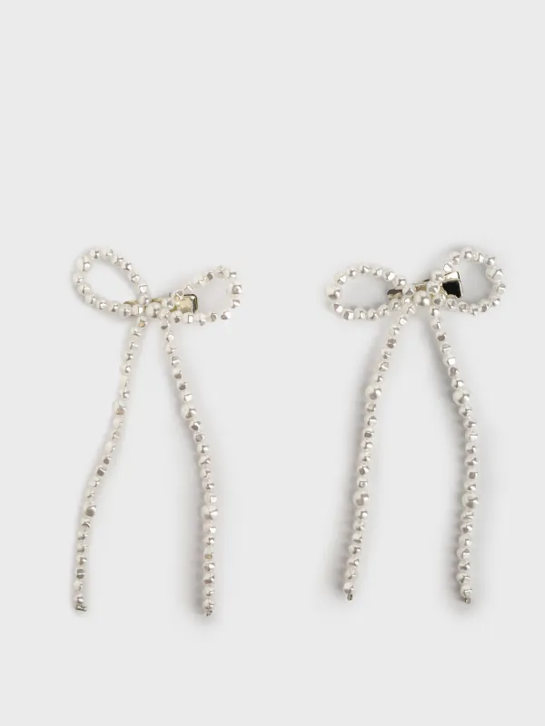 Украшение декоративное, 6 см, 2 шт, на клипсе, пластик/металл, белое, Бантики, Balls decor, image-0