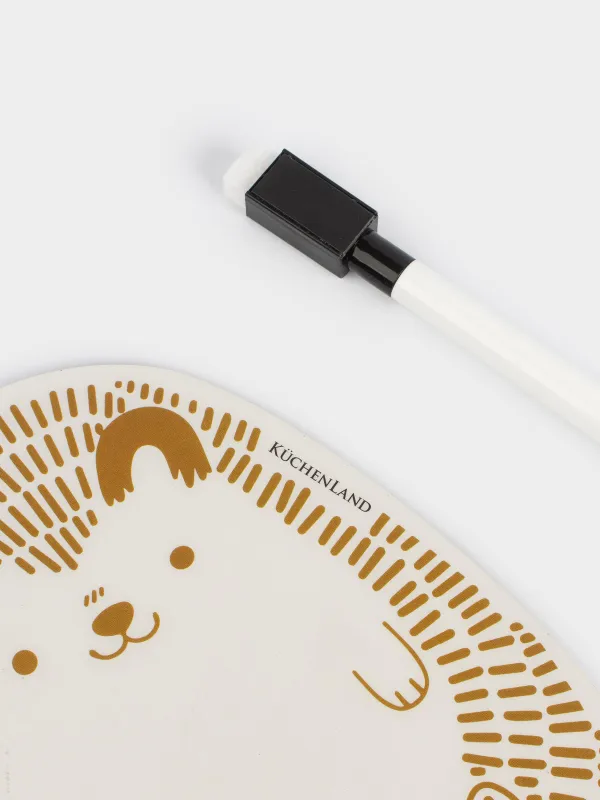 Доска магнитная для записей, 18х12 см, с маркером, пластик, бело-золотистая, Еж, Forest animals, image-2