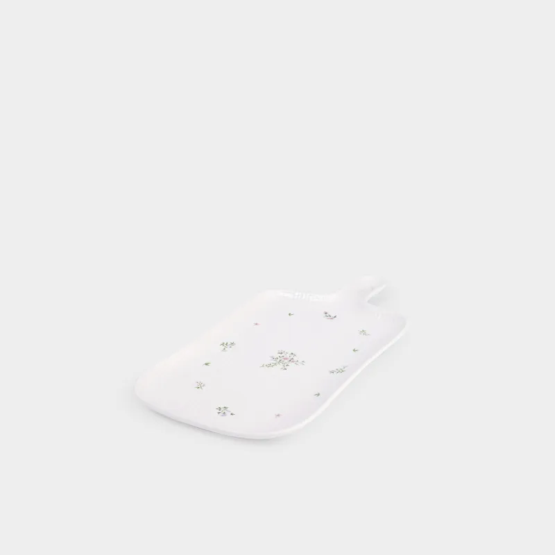 Блюдо сервировочное, 16х31 см, с ручкой, керамика D, белое, Нежные цветы, El floria, image-3