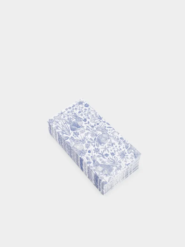 Салфетки бумажные, 33х33 см, 20 шт, прямоугольные, бело-синие, Кролики и цыплята, Tradition Easter, image-1