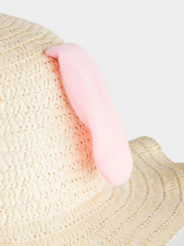 Шляпа детская, 57 см, единый размер, целлюлоза/полиэстер, бежевая, Зайка, Banjo, image-1