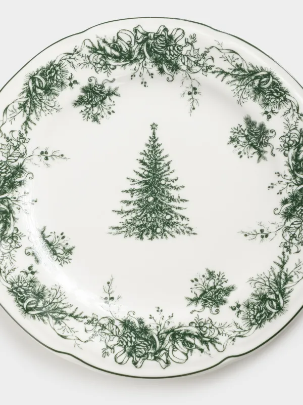 Тарелка закусочная, 20 см, фарфор N, бело-зеленая, Елка, Winter lace, image-3