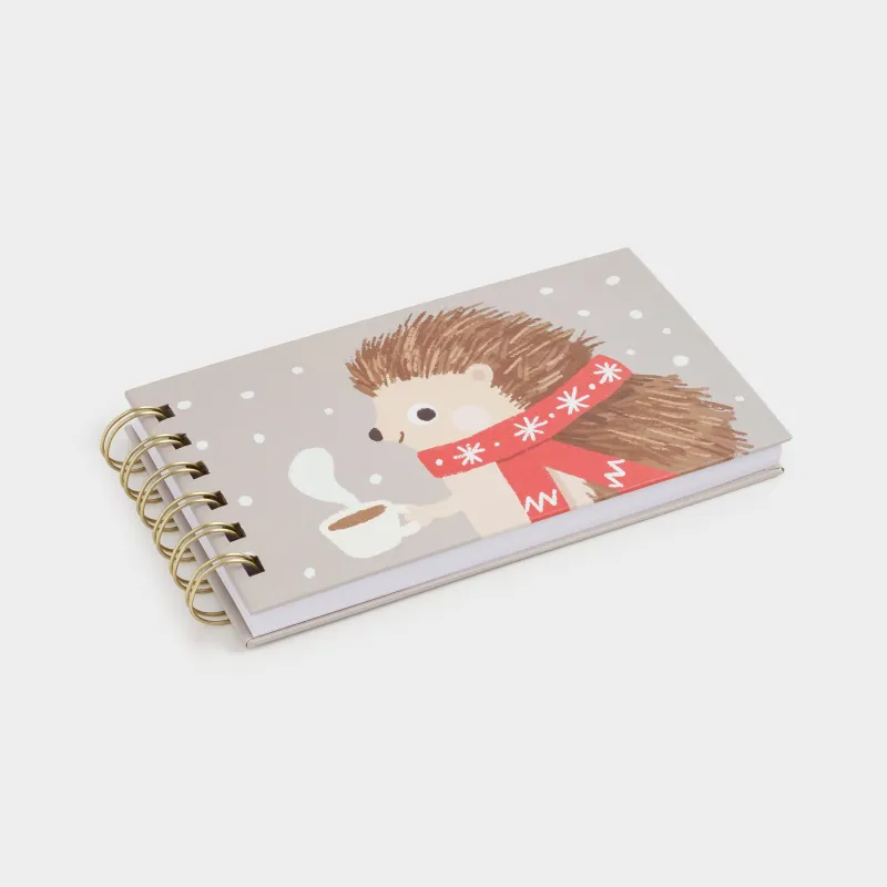 Блокнот для записей, 9х16 см, 100 л, на кольцах, картон, Ежик в шарфе, Forest animals, image-2
