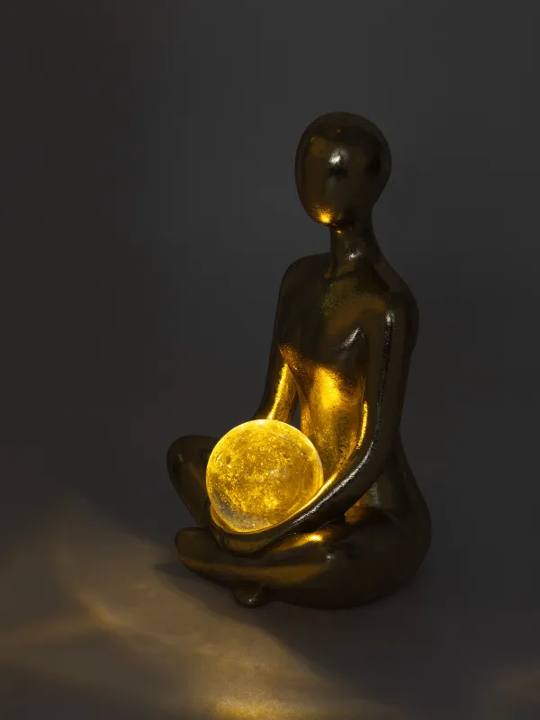 Статуэтка с подсветкой, 20 см, полирезин/стекло, золотистая, Девушка с шаром, Face, image-7