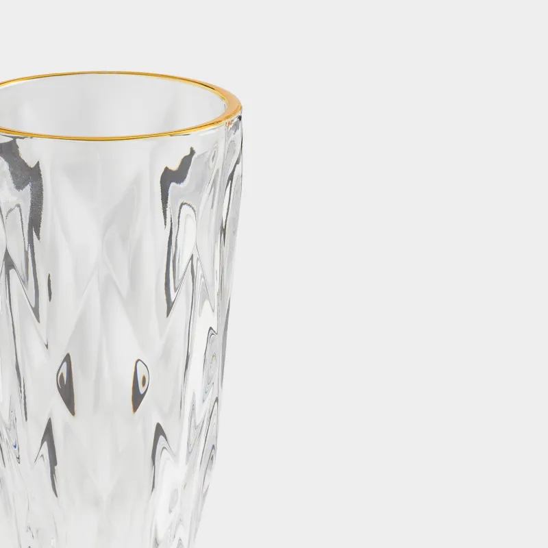 Бокал-кубок для шампанского, с золотистым кантом, Rhomb gold, image-4