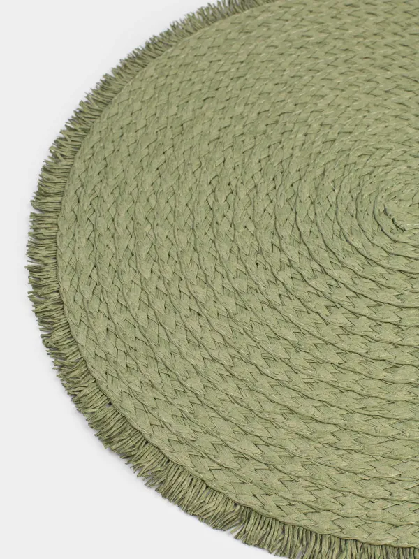 Салфетка под приборы, 38 см, с бахромой, из целлюлозы, Straw, image-1