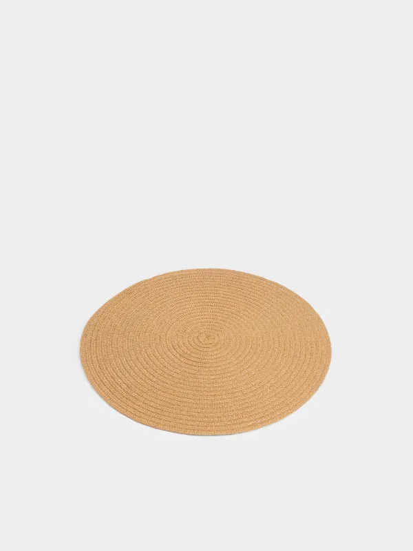 Салфетка под приборы, 38 см, целлюлоза, круглая, песочная, Straw, image-3